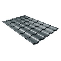 Металлочерепица кредо Grand Line 0,5 мм GreenСoat Pural Matt RR2Н3 (RAL 7016 антрацитово-серый)