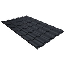 Металлочерепица кредо Grand Line 0,5 мм GreenСoat Pural Matt RR 23 темно-серый (RAL 7024)