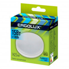 Лампа светодиодная Ergolux 15 Вт GX53 таблетка 4500К 180-240 В (14239)