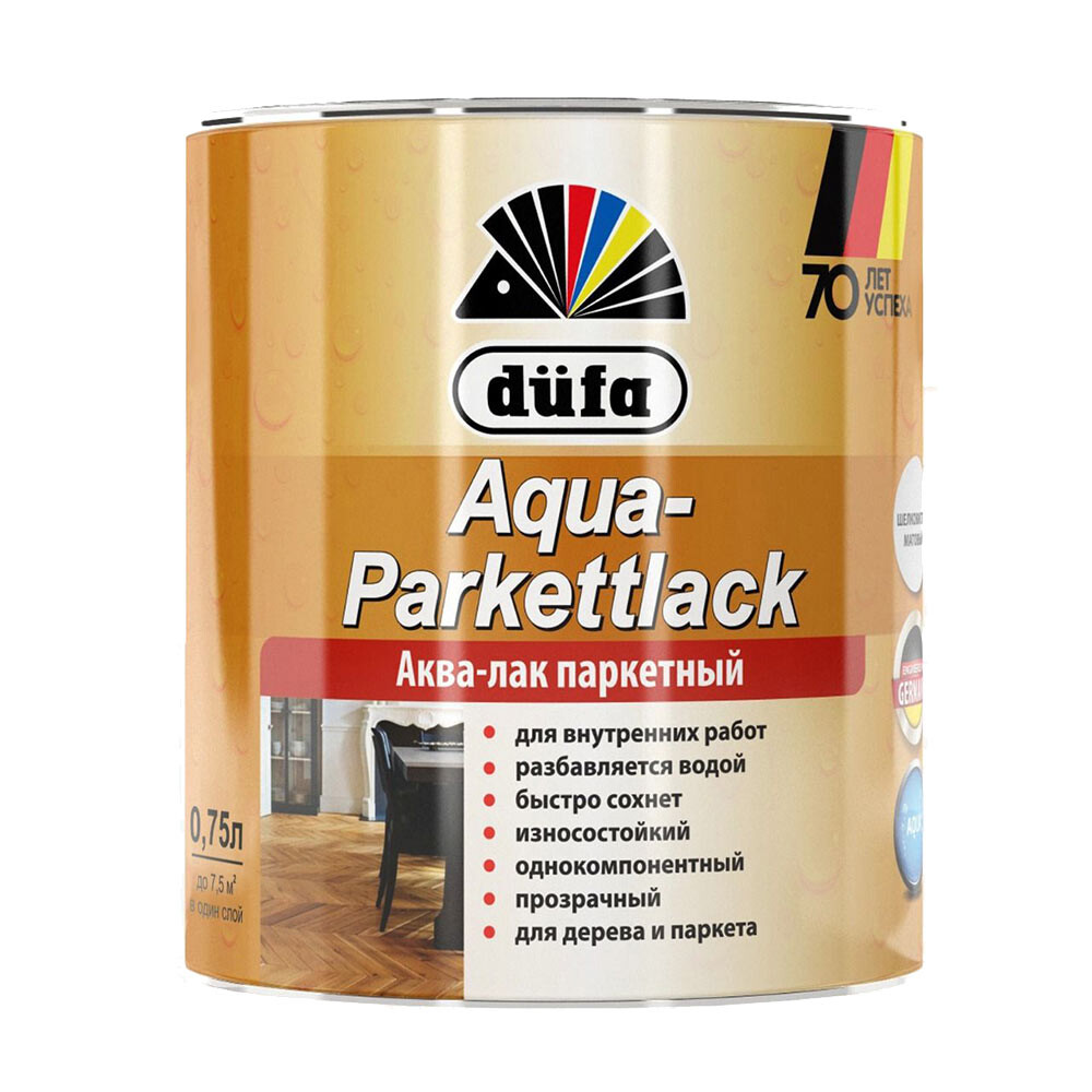 Изображение товара Акрил-полиуретановый паркетный лак Dufa Aqua-Parkettlack глянцевый 0.75л