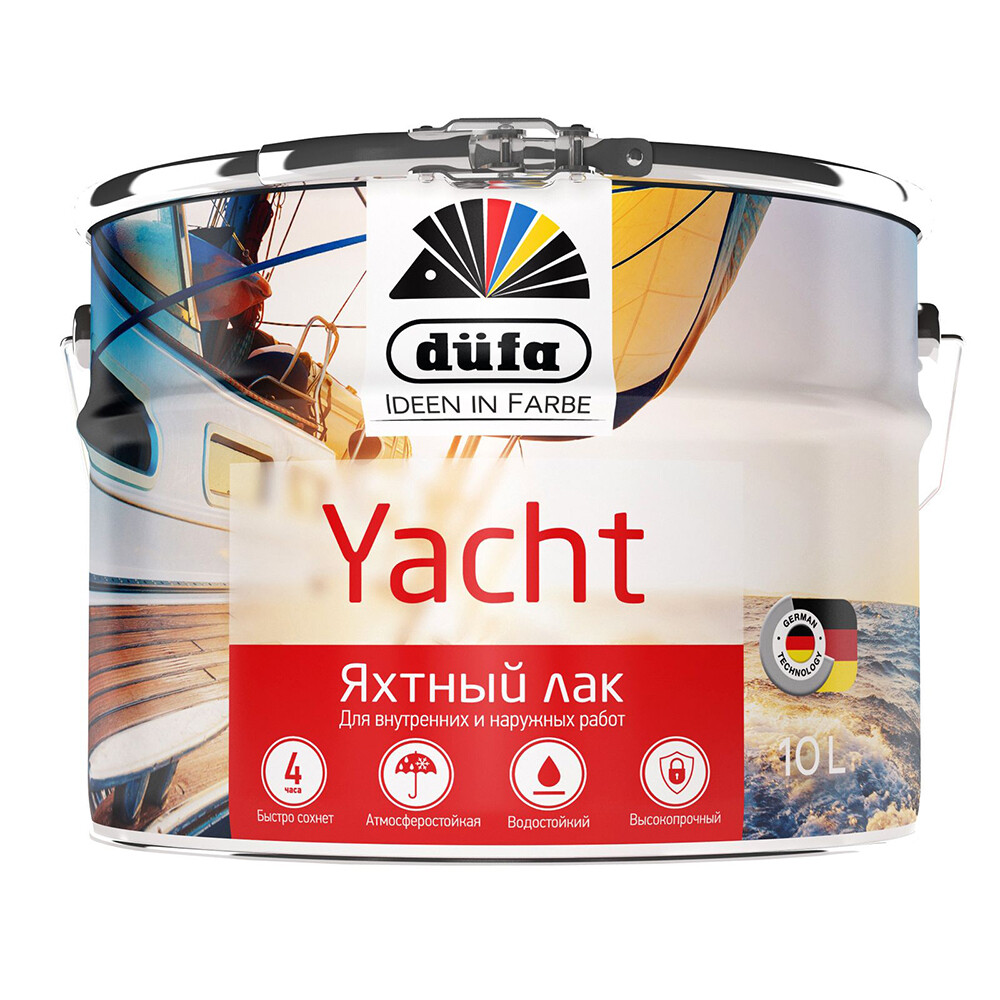 Изображение товара Алкидно-уретановый яхтный лак Dufa Yacht бесцветный 10 л полуматовый для дерева