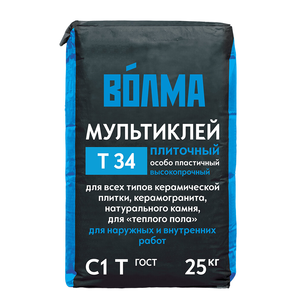 Изображение товара Клей для плитки/ керамогранита/ мозаики/ камня Волма Мультиклей серый класс C1 T 25 кг