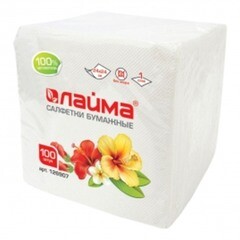 Салфетки бумажные Лайма белые 24х24 см (100 шт.) (126907)