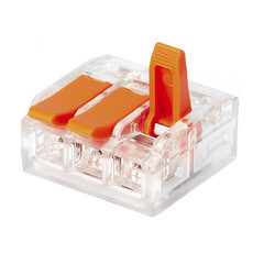 Клемма на 3 провода Electrovolt 221-413 0,2-4 кв.мм с рычажками без пасты (50 шт.) (ЦБ-00015943/605535) - фото 1