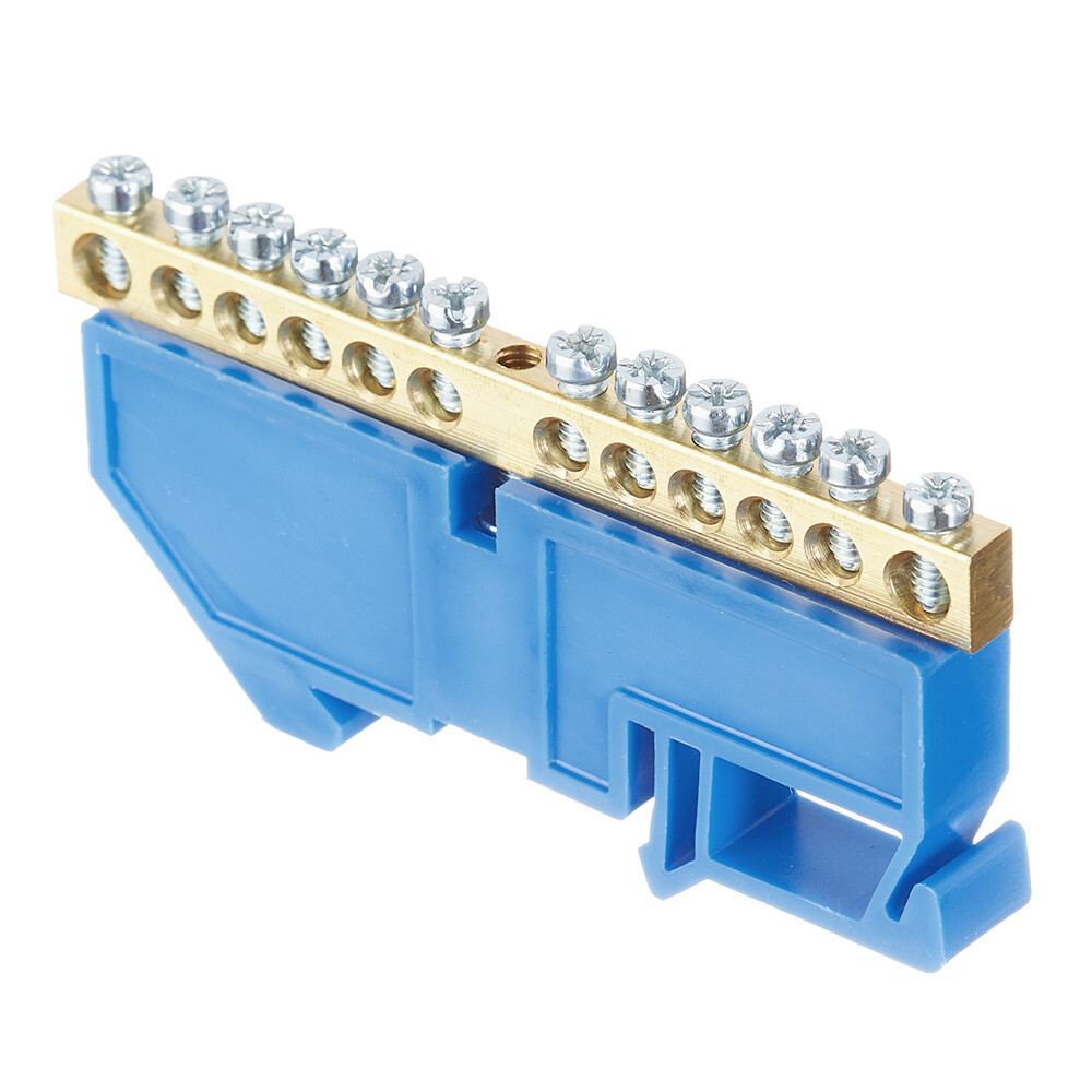 Изображение товара Шина нулевая N EKF sn0-63-12-d-r на DIN-рейку 6х9 мм синяя