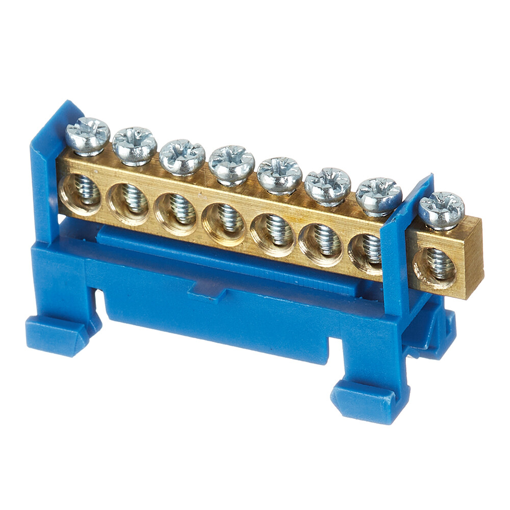 Изображение товара Шина нулевая изолятор Стойка на DIN-рейку EKF PROxima 6х9 мм 8 отверстий синяя (sn0-63-8-sb-r)