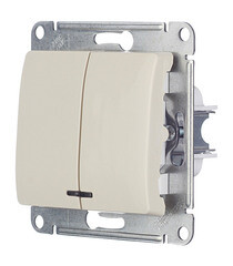 Выключатель Systeme Electric Glossa двухклавишный встраиваемый бежевый с подсветкой (GSL000253) - фото 2