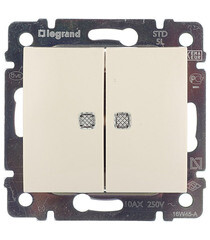 Изображение товара Выключатель Legrand Valena двухклавишный встраиваемый слоновая кость с подсветкой (695630)