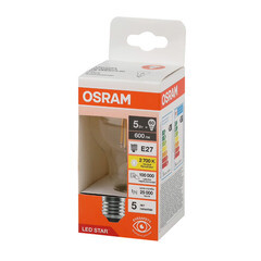 Лампа светодиодная филаментная Osram E27 2700К 5 Вт 600 Лм 220-230 В груша A60 прозрачная - фото 2