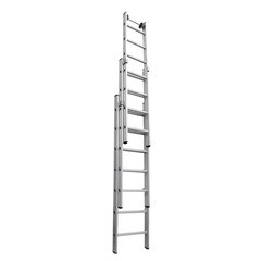 Лестница алюминиевая раздвижная трехсекционная 7 ступеней Новая высота профессиональная - фото 1