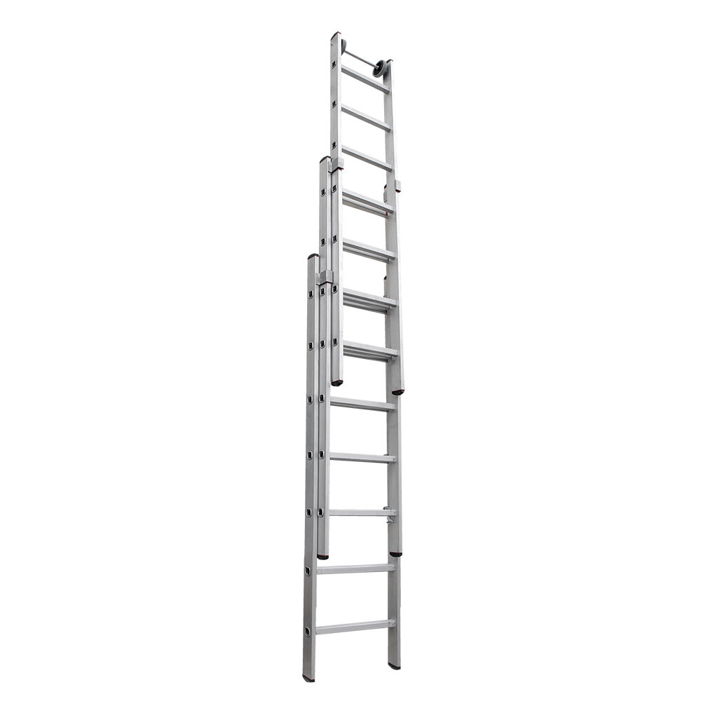 Лестница алюминиевая раздвижная трехсекционная 7 ступеней Новая высота профессиональная