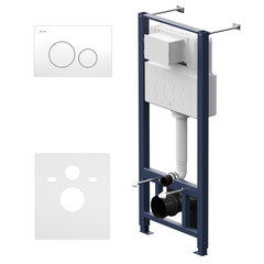 Изображение товара Инсталляция AM.PM Pro L для подвесного унитаза с кнопкой белой со звукоизоляцией (I012704.9001)