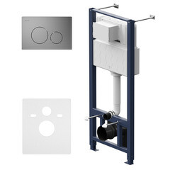 Изображение товара Инсталляция AM.PM Pro L для подвесного унитаза с кнопкой никель со звукоизоляцией (I012704.9031)