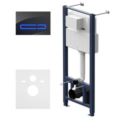 Изображение товара Инсталляция AM.PM Touchless Pro для подвесного унитаза с кнопкой черной со звукоизоляцией (I012704.50A38)