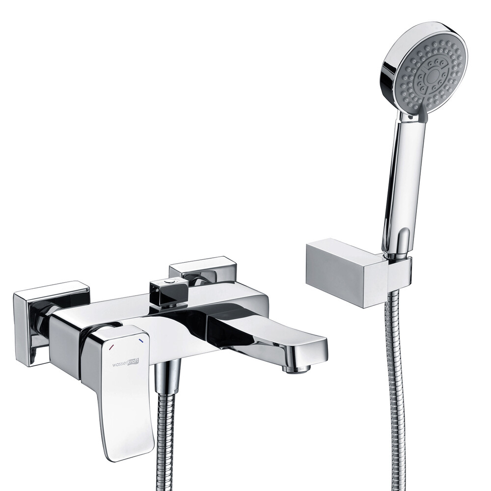 Смеситель для ванны WasserKraft Aller хром однорычажный с коротким изливом с лейкой (1061)