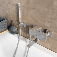 Смеситель для ванны WasserKraft Alme хром однорычажный с коротким изливом без лейки (1501) - фото 3