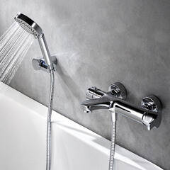 Смеситель для ванны WasserKraft Berkel хром однорычажный с коротким изливом с лейкой (4801) - фото 4