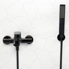 Смеситель для ванны WasserKraft Glan черный однорычажный с коротким изливом с лейкой (6601) - фото 2