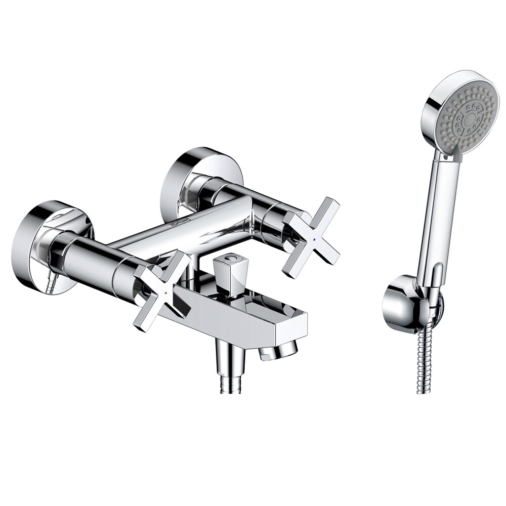 Изображение товара Смеситель для ванны WasserKraft Weser хром двухвентильный с коротким изливом с лейкой (7801)