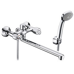 Смеситель для ванны WasserKraft Amper хром двухвентильный с длинным изливом с лейкой (2902L) - фото 1