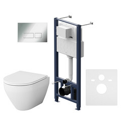 Комплект инсталляции AM.PM Spirit V2.0 с унитазом FlashClean с кнопкой хром и сиденьем микролифт (IS47051.701700) - фото 1