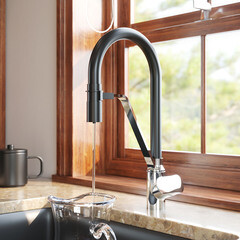 Смеситель для кухни AM.PM Like хром/черный с гибким изливом с подключением к фильтру однорычажный (F8007802) - фото 6