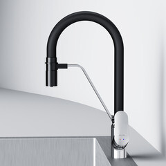 Смеситель для кухни AM.PM Like хром/черный с гибким изливом с подключением к фильтру однорычажный (F8007802) - фото 3