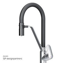 Смеситель для кухни AM.PM Like хром/черный с гибким изливом с подключением к фильтру однорычажный (F8007802) - фото 2