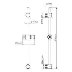 Штанга для душа WasserKraft 570 мм без мыльницы металл/пластик хром (А007) - фото 3