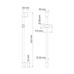 Штанга для душа WasserKraft 665 мм без мыльницы металл/пластик черная (A076) - фото 2