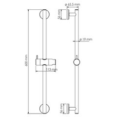 Штанга для душа WasserKraft 600 мм без мыльницы металл/пластик хром (A122) - фото 2