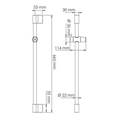 Штанга для душа WasserKraft 665 мм без мыльницы металл/пластик белая (A154) - фото 3