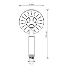 Лейка для душа WasserKraft d120 мм 3 режима без шланга пластик белая/хром (A058) - фото 5