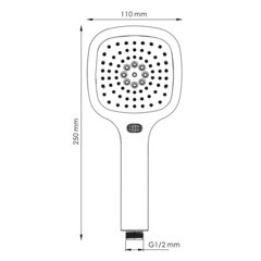 Лейка для душа WasserKraft 55х250 мм 3 режима без шланга пластик белая/хром (A065) - фото 2