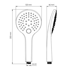 Лейка для душа WasserKraft d120 мм 3 режима без шланга пластик черная (A078) - фото 2