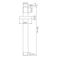 Держатель для верхнего душа WasserKraft 200 мм потолочный латунь хром (A068) - фото 2