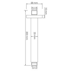 Держатель для верхнего душа WasserKraft 200 мм потолочный латунь черный (A152) - фото 2