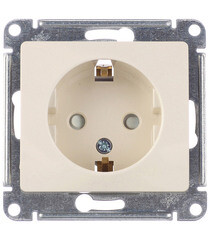 Розетка Systeme Electric Glossa встраиваемая бежевая со шторками (GSL000245) - фото 1