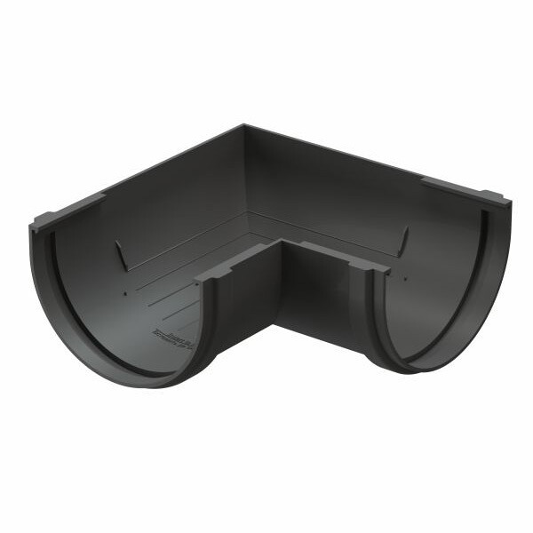 Изображение товара Угол желоба Docke Premium пластиковый d120 мм 90° графитовый серый RAL 7024