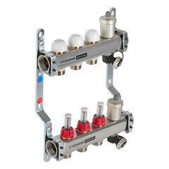Коллекторная группа с расходомерами Tiemme 1 ВР(г) х 3 выхода 3/4 НР(ш) ЕК х 1 ВР(г) - фото 4