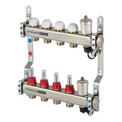 Коллекторная группа с расходомерами Tiemme 1 ВР(г) х 4 выхода 3/4 НР(ш) ЕК х 1 ВР(г) - фото 1