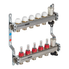 Коллекторная группа с расходомерами Tiemme 1 ВР(г) х 5 выходов 3/4 НР(ш) ЕК х 1 ВР(г) - фото 4