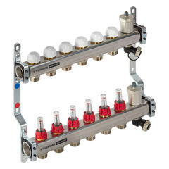 Коллекторная группа с расходомерами Tiemme 1 ВР(г) х 6 выходов 3/4 НР(ш) ЕК х 1 ВР(г) - фото 3