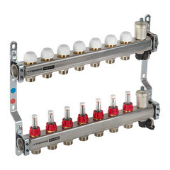 Коллекторная группа с расходомерами Tiemme 1 ВР(г) х 7 выходов 3/4 НР(ш) ЕК х 1 ВР(г) - фото 4