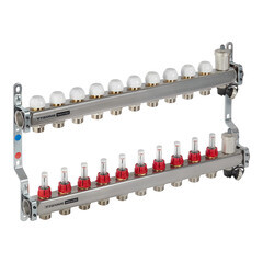 Коллекторная группа с расходомерами Tiemme 1 ВР(г) х 10 выходов 3/4 НР(ш) ЕК х 1 ВР(г) - фото 4