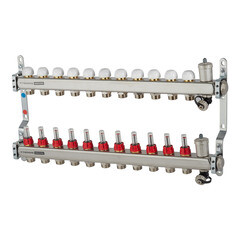 Коллекторная группа с расходомерами Tiemme 1 ВР(г) х 11 выходов 3/4 НР(ш) ЕК х 1 ВР(г) - фото 1