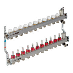 Коллекторная группа с расходомерами Tiemme 1 ВР(г) х 11 выходов 3/4 НР(ш) ЕК х 1 ВР(г) - фото 4