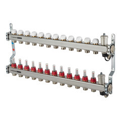 Коллекторная группа с расходомерами Tiemme 1 ВР(г) х 12 выходов 3/4 НР(ш) ЕК х 1 ВР(г) - фото 1