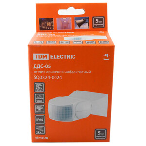 Датчик движения TDM настенный ДДС-05 1200W 10-420с, 12м, 3+лк, 180гр IP65