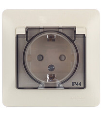 Изображение товара Розетка Systeme Electric Glossa встраиваемая бежевая со шторками с крышкой (GSL000248)